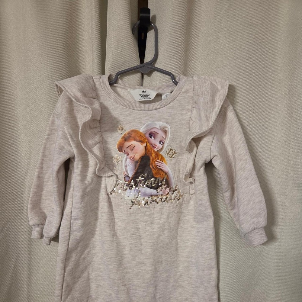 H&M Disney Frozen Ruffle Trim Tunic Sweatshirt Destiny Awaits